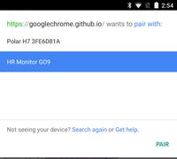An Android screenshot showing device options to pair with, for a webpage, with a 'PAIR' primary action
